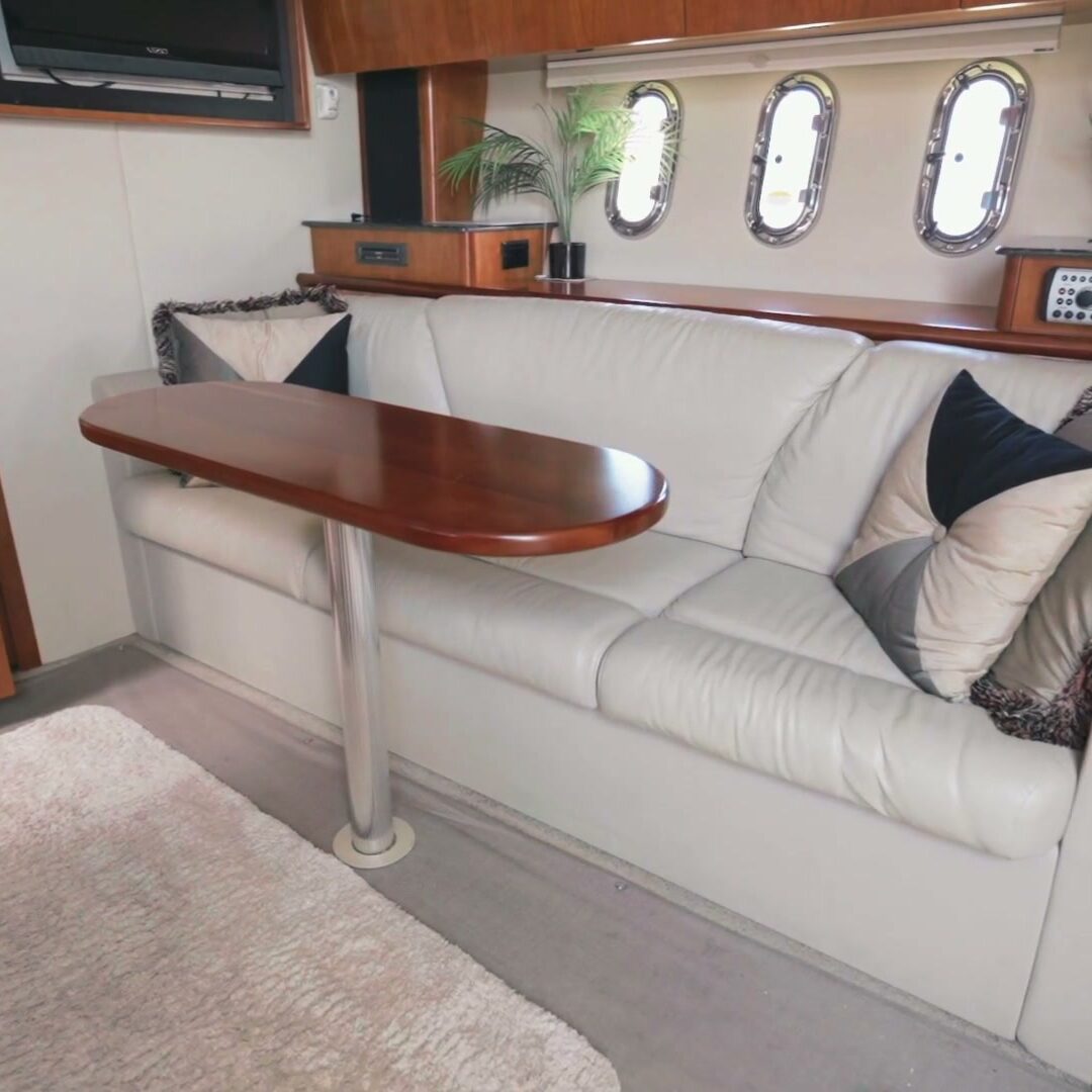 Salon seating aboard the charter yacht